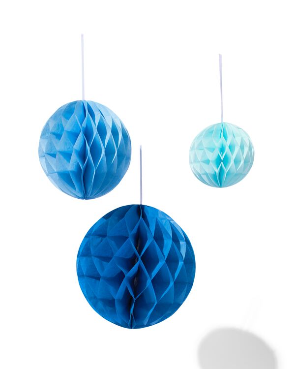 honeycomb bollen blauw 3 stuks - 14250126 - HEMA