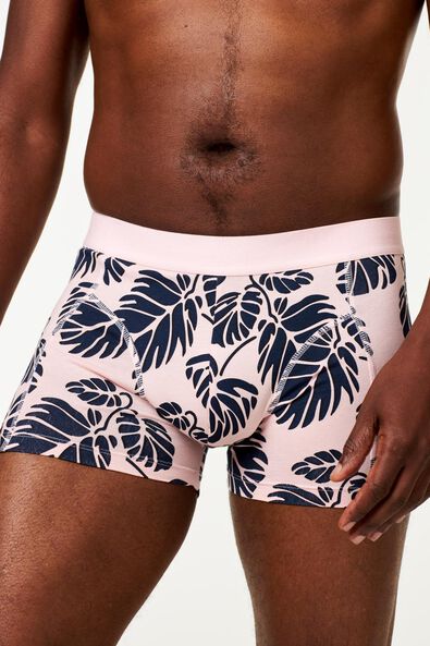 boxer homme court coton stretch - feuilles rose rose - 1000020833 - HEMA