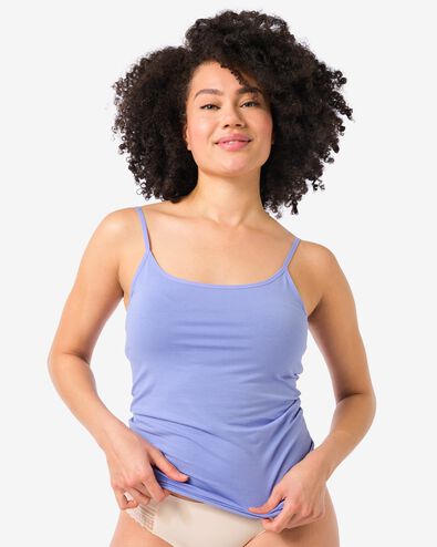 dameshemd katoen spaghettibandjes blauw - 19621246BLUE - HEMA