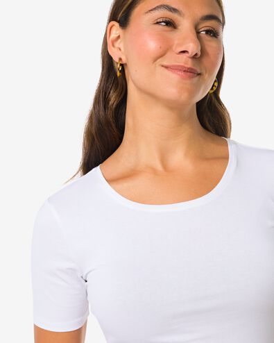 dames T-shirt slim fit o-hals wit wit - 36301210WHITE - HEMA
