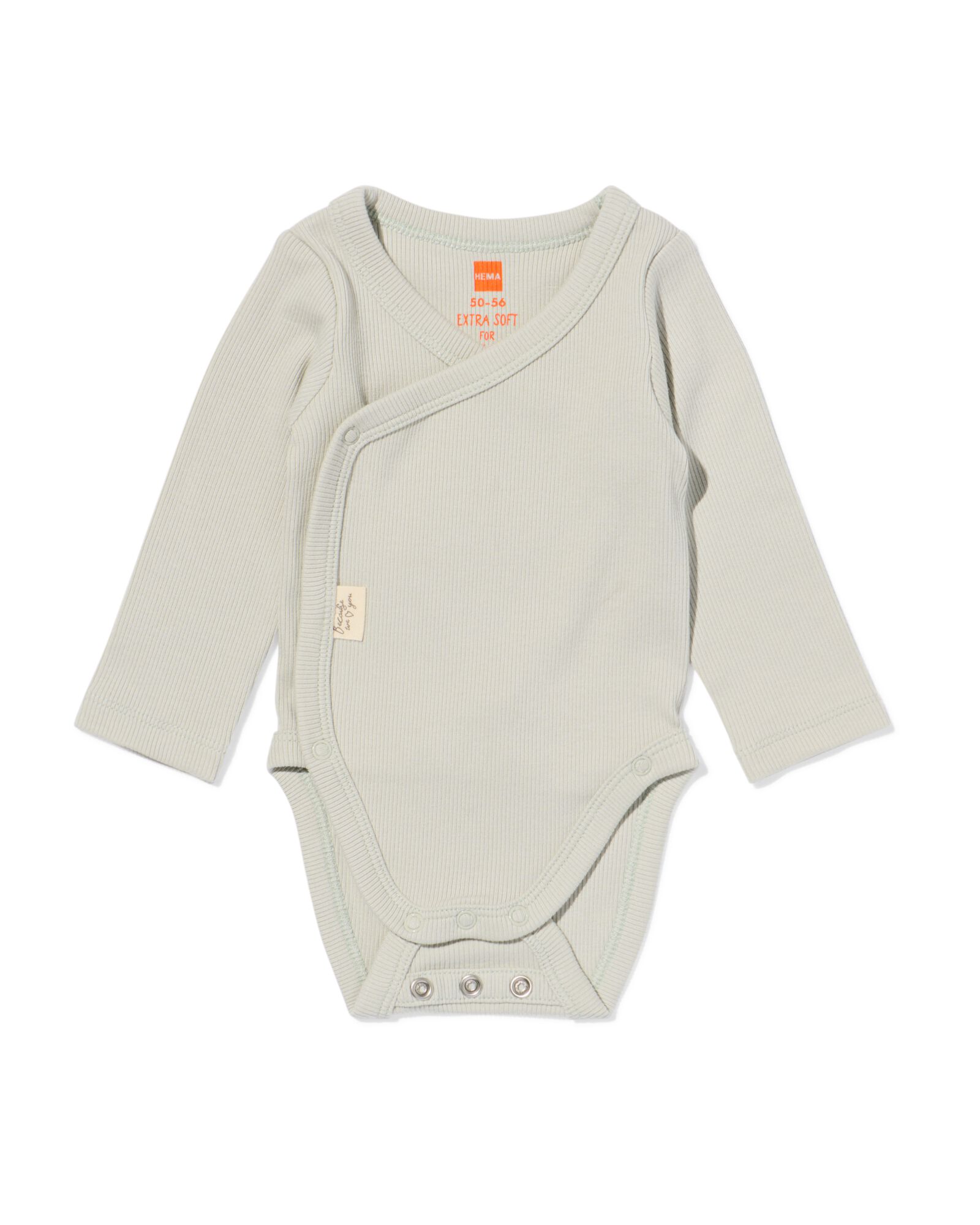 body crois&eacute; &eacute;volutif nouveau-n&eacute; c&ocirc;tel&eacute; vert clair vert clair - 33438220LIGHTGREEN - HEMA