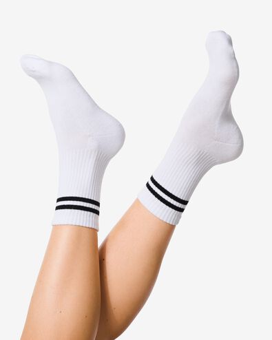 2 paires de chaussettes de sport femme 3/4 avec coton blanc 35/38 - 4470001 - HEMA