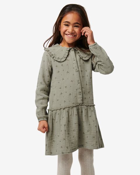 robe enfant avec col Peter Pan groen 122/128 - 30883477 - HEMA