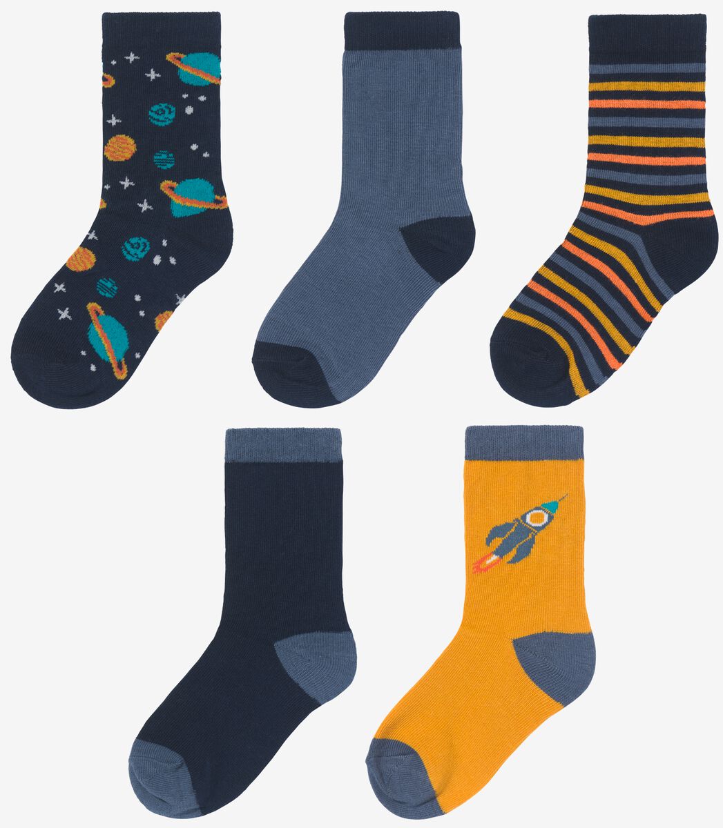 Kinder-Socken mit Baumwolle, 5 Paar blau 23/26 - 4360051 - HEMA