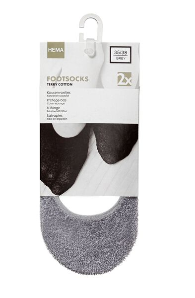 2 paires de socquettes femme en tissu éponge gris - 1000001220 - HEMA