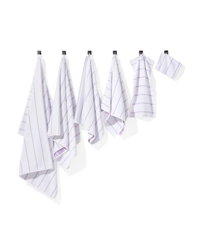 serviette de bain 60x110 qualit&eacute; &eacute;paisse blanche avec rayure lilas - 5254709 - HEMA