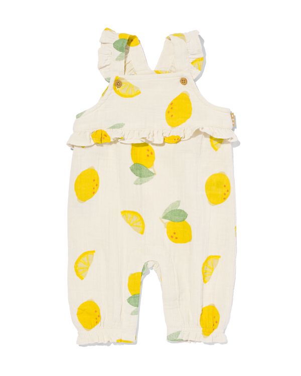 newborn jumpsuit mousseline citroenen ecru ecru - 33488010ECRU - HEMA