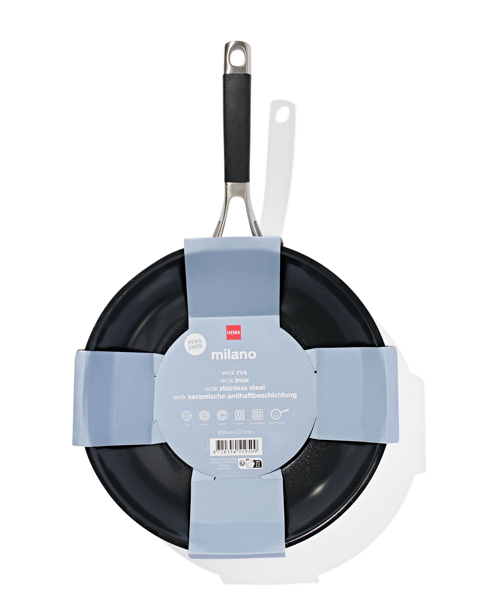 wok &Oslash;28 cm Milano sans PFAS - 80120004 - HEMA