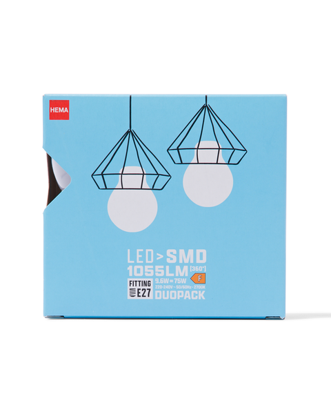 2 ampoules poire led smd E27 9,6W 1055lm - 20070029 - HEMA