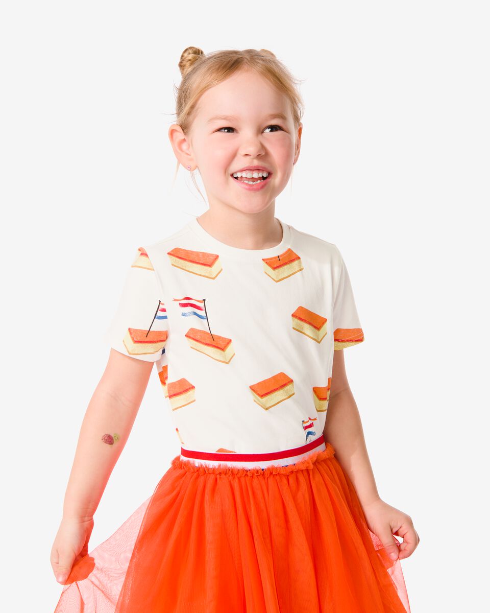 t-shirt enfant avec tompouces orange blanc cassé - 1000030936 - HEMA