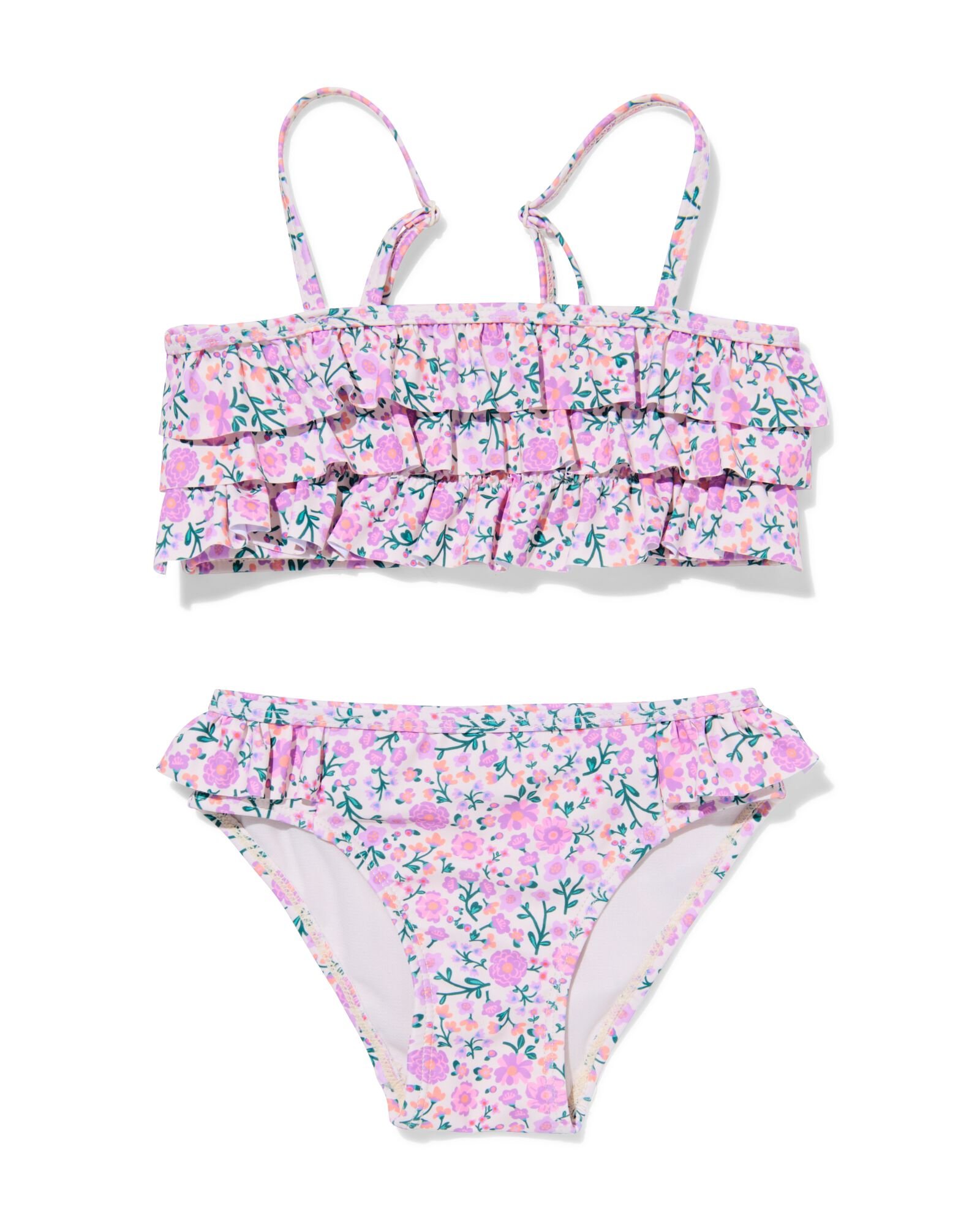 Kinderbikini mit Blumen und R&uuml;schen lila lila - 22260410LILAC - HEMA
