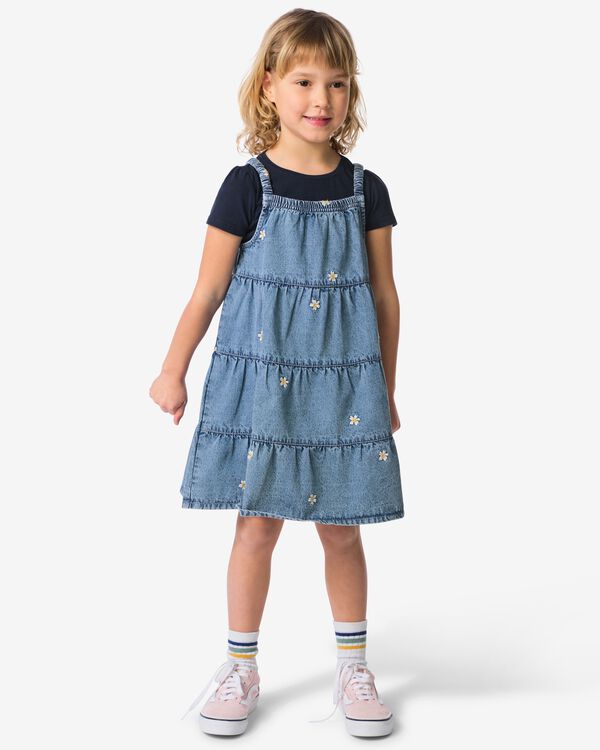 kinderjurk A-lijn bloemen blauw blauw - 30844600BLUE - HEMA