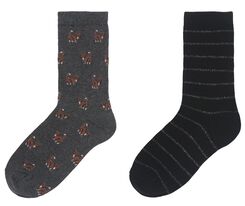 dames sokken met katoen en glitters - 2 paar grijsmelange grijsmelange - 1000028903 - HEMA