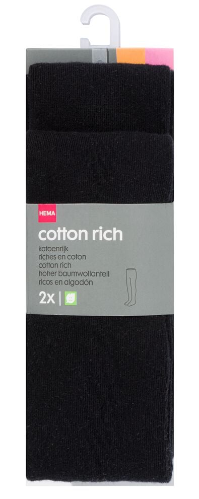 kinder kousenbroeken met katoen - 2 stuks zwart zwart - 1000028428 - HEMA
