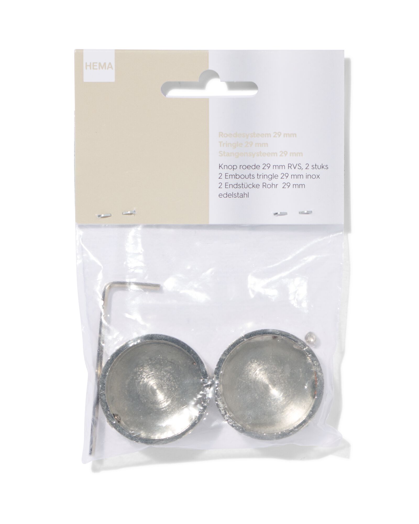 knop roede 29mm rvs - 2 stuks - 7502021 - HEMA