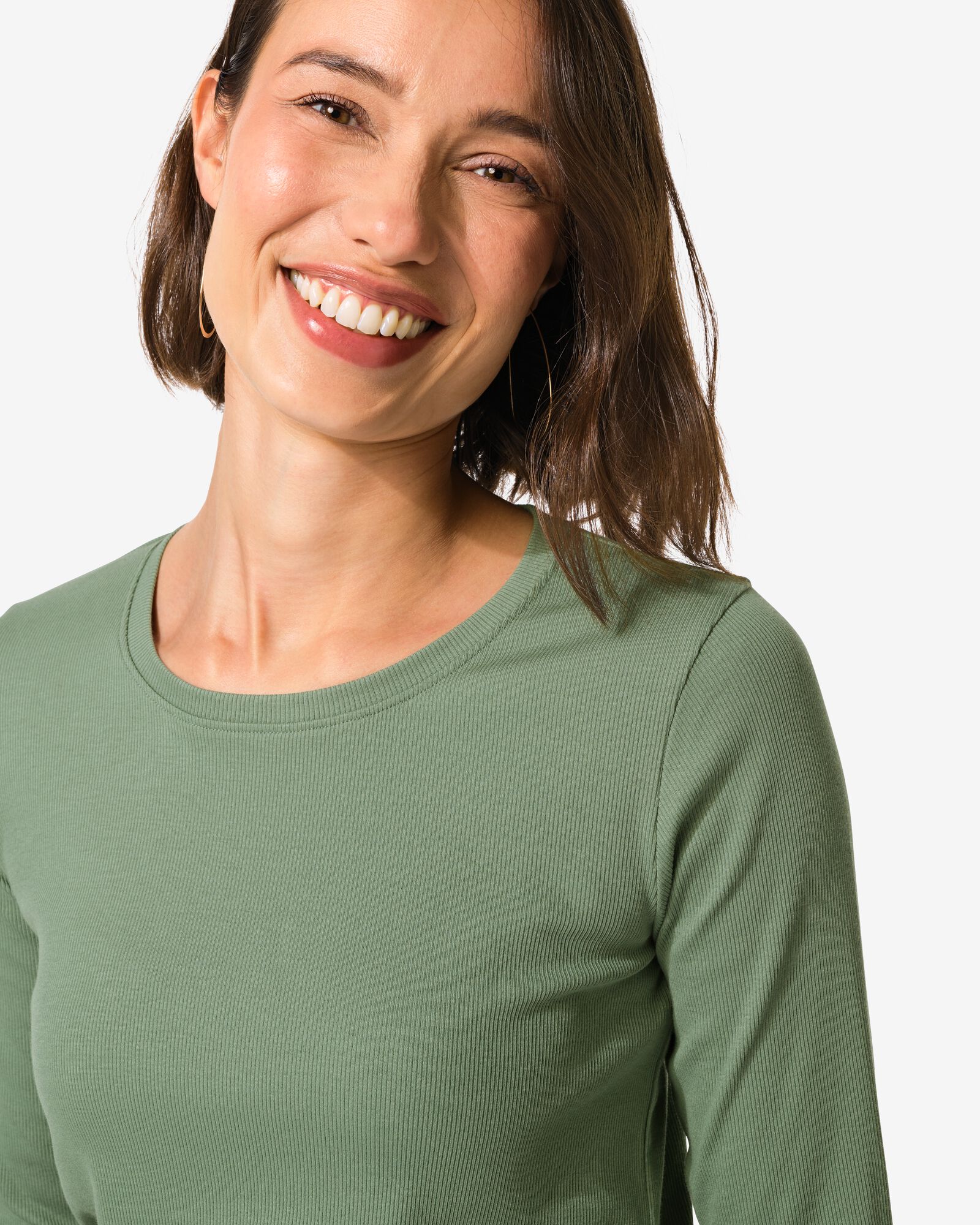 Damen-Shirt Clara, gerippt  gr&uuml;n gr&uuml;n - 36302290GREEN - HEMA