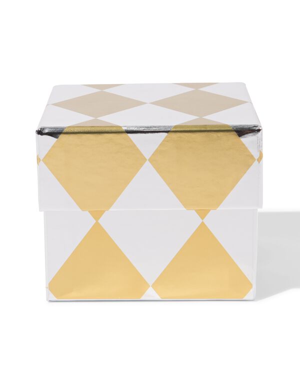 boîte cadeau 11x11x9cm carreaux or-argent - 14700558 - HEMA