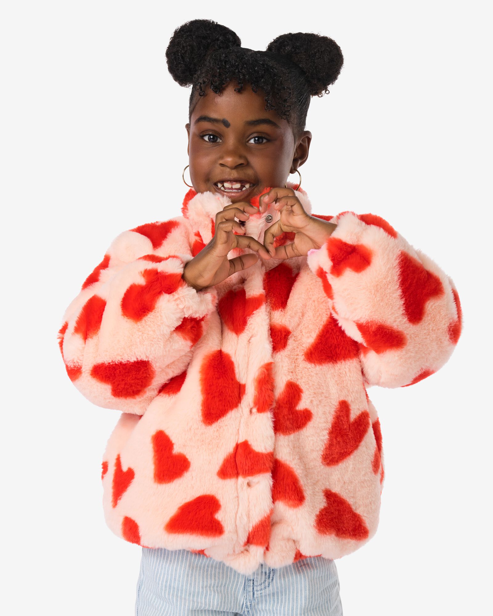 kinderjas teddy hartjes roze roze - 30852944PINK - HEMA