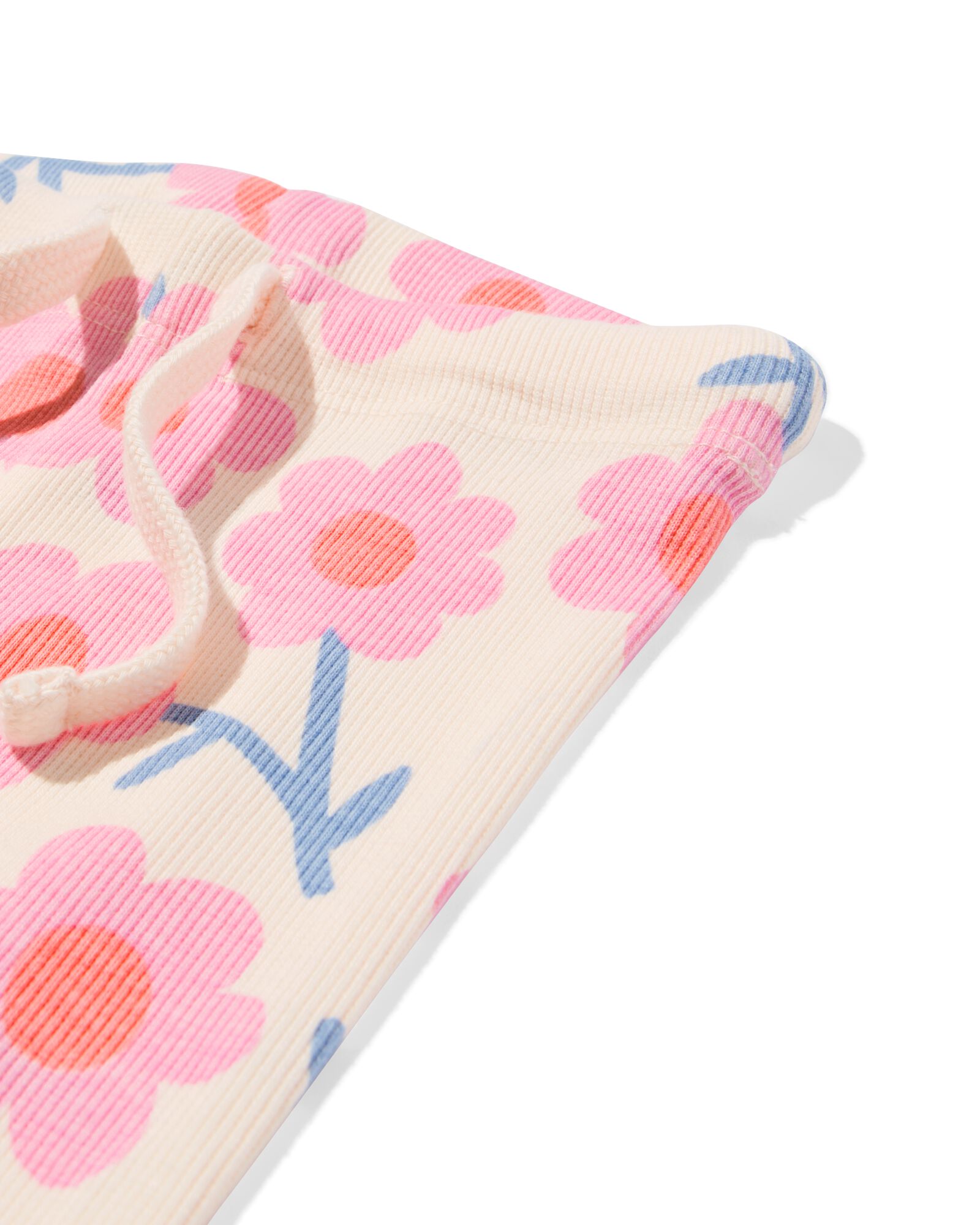 babykleding sweatset  comfy fit rib bloemen ecru ecru - 33075570ECRU - HEMA