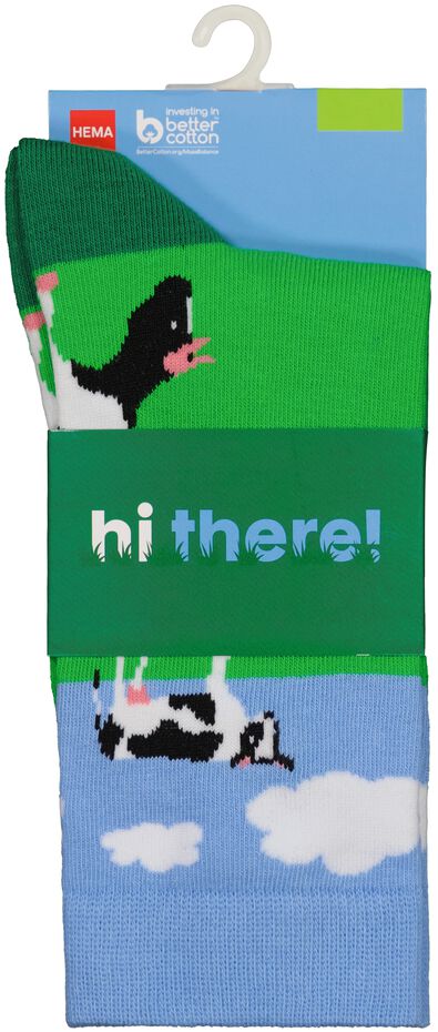 Socken, mit Baumwolle, Hi there grün 35/38 - 4103491 - HEMA
