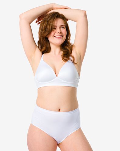 2 slips femme taille haute coton stretch blanc XL - 19670928 - HEMA