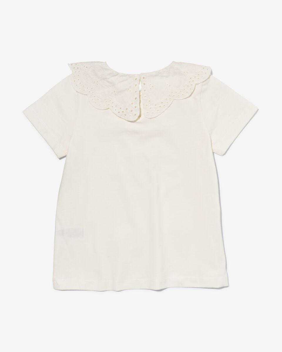 t-shirt enfant avec col en broderie blanc cassé 158/164 - 30874046 - HEMA