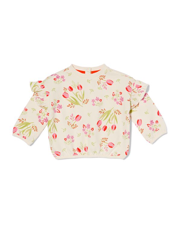 Baby-Sweatshirt, gerippt, Blumen eierschalenfarben eierschalenfarben - 33002250OFFWHITE - HEMA