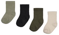 4 paires de chaussettes bébé côtelées vert vert - 1000026854 - HEMA
