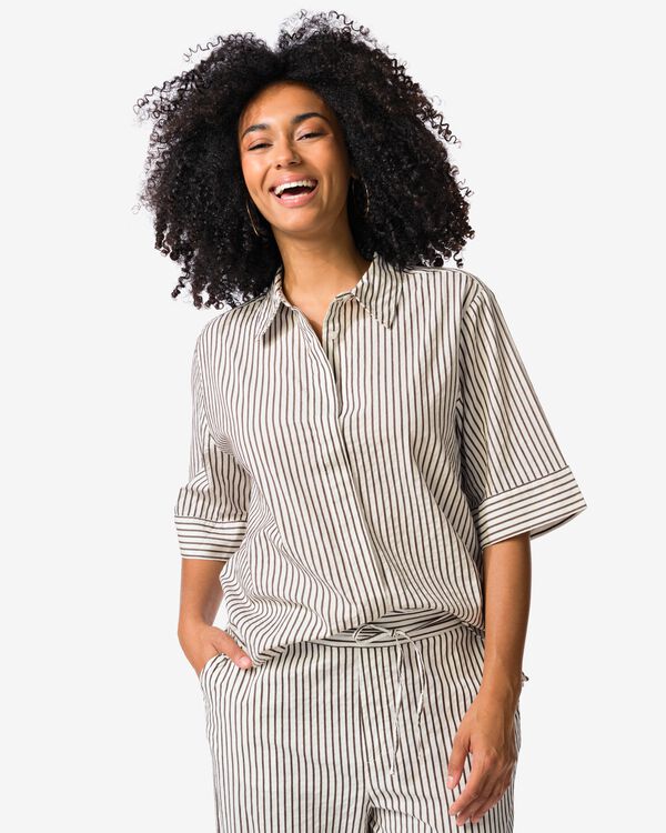 Bluse Sally Seersucker gestreift wei&szlig; wei&szlig; - 36208850WHITE - HEMA