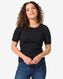 Damen-Shirt Clara, Feinripp schwarz M - 36259052 - HEMA