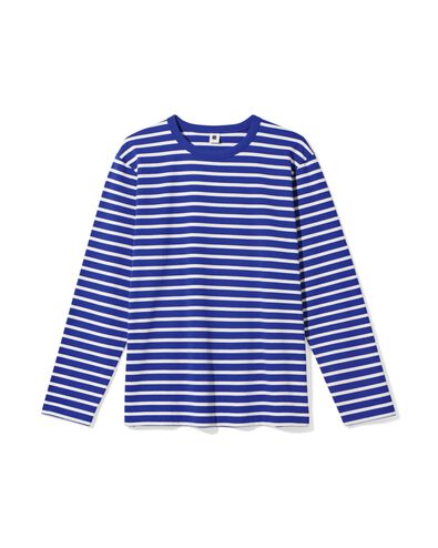 heren T-shirt Loek jersey strepen felblauw felblauw - 2101940BRIGHTBLUE - HEMA