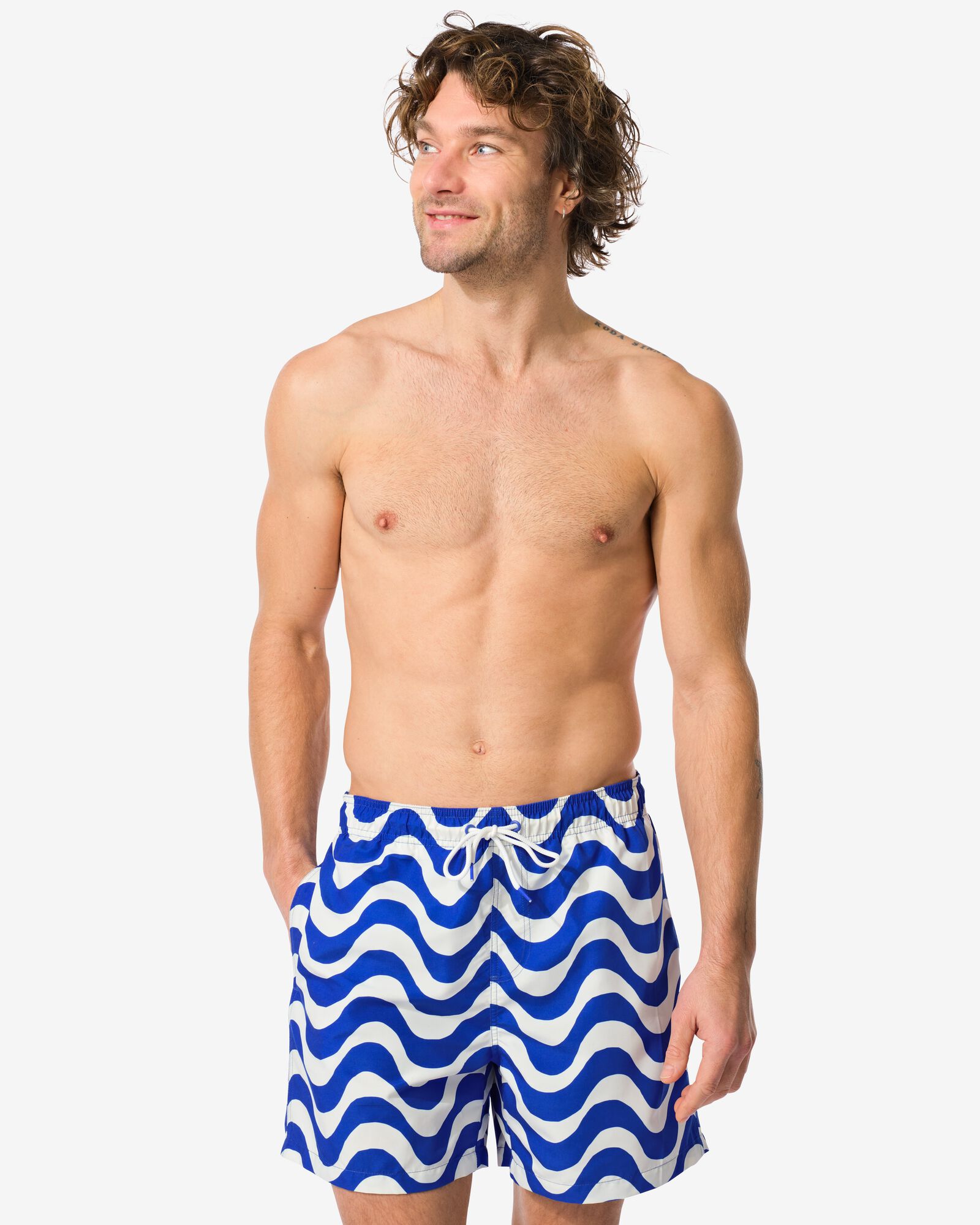 Herrenbadehose, Wellen blau blau - 22150160BLUE - HEMA