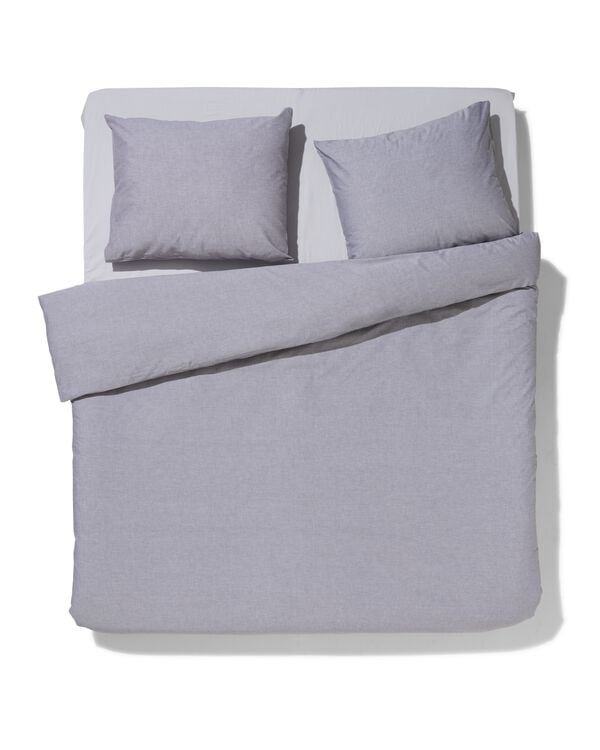 housse de couette 200x200/220 cm chambray gris clair - 5790228 - HEMA