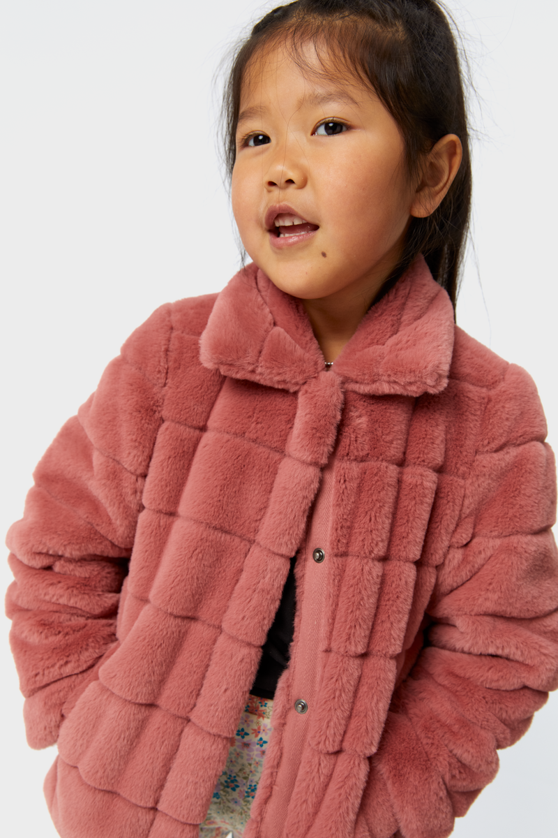 manteau enfant teddy rose 122/128 - 30844476 - HEMA