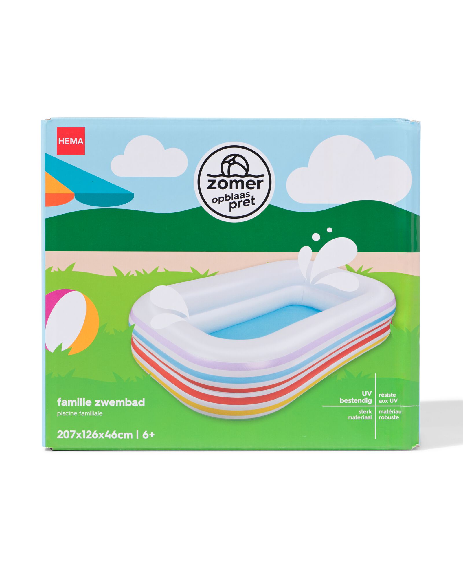 familie zwembad strepen 207x126x46 - 15840114 - HEMA