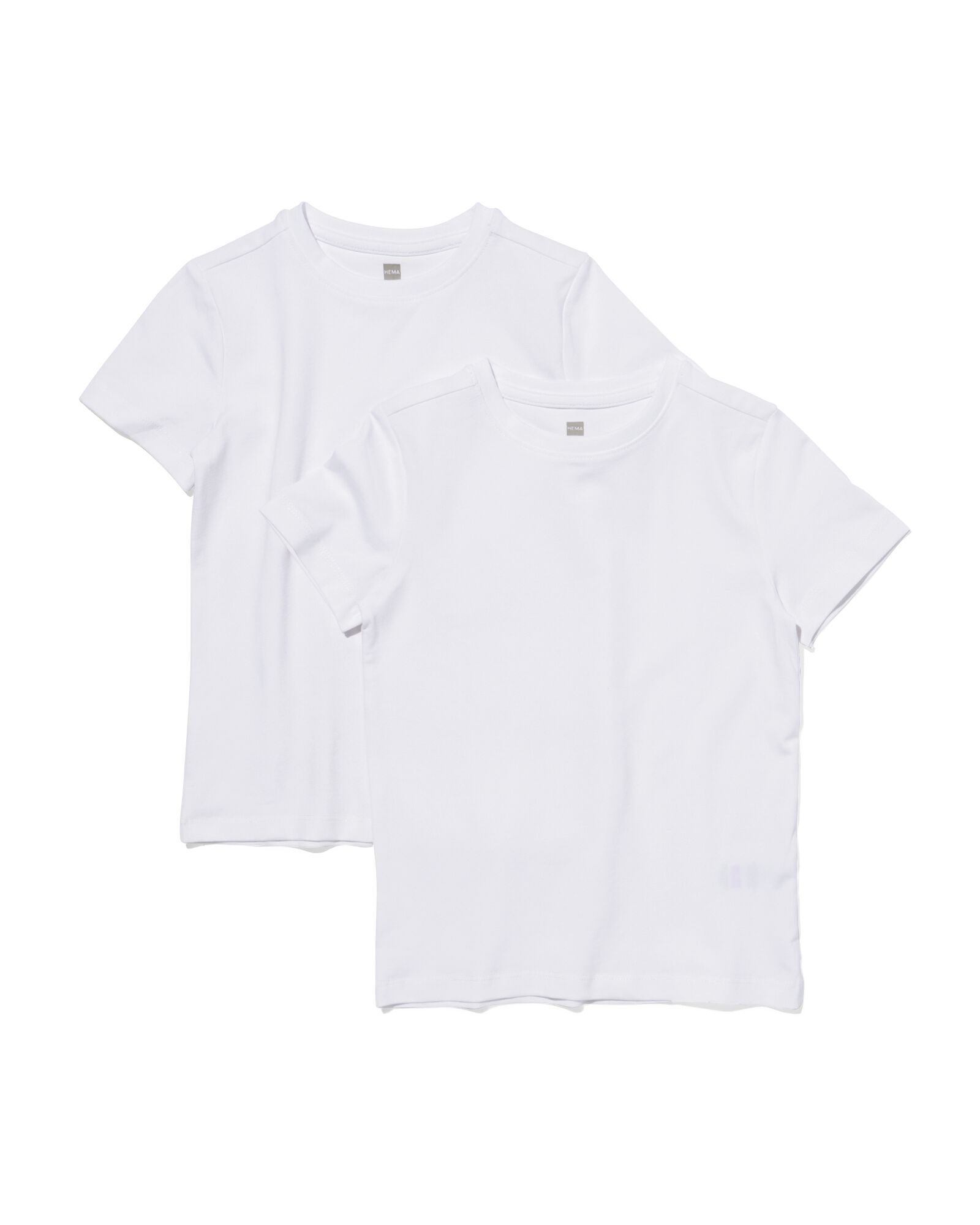 2 pak kinder t-shirts - biologisch katoen wit wit - 1000019381 - HEMA