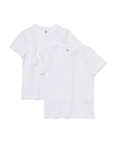 2 pak kinder t-shirts - biologisch katoen wit wit - 1000019381 - HEMA