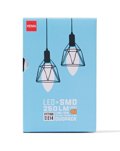 2&nbsp;ampoules flamme led smd E14 2,9W 250lm - 20070056 - HEMA