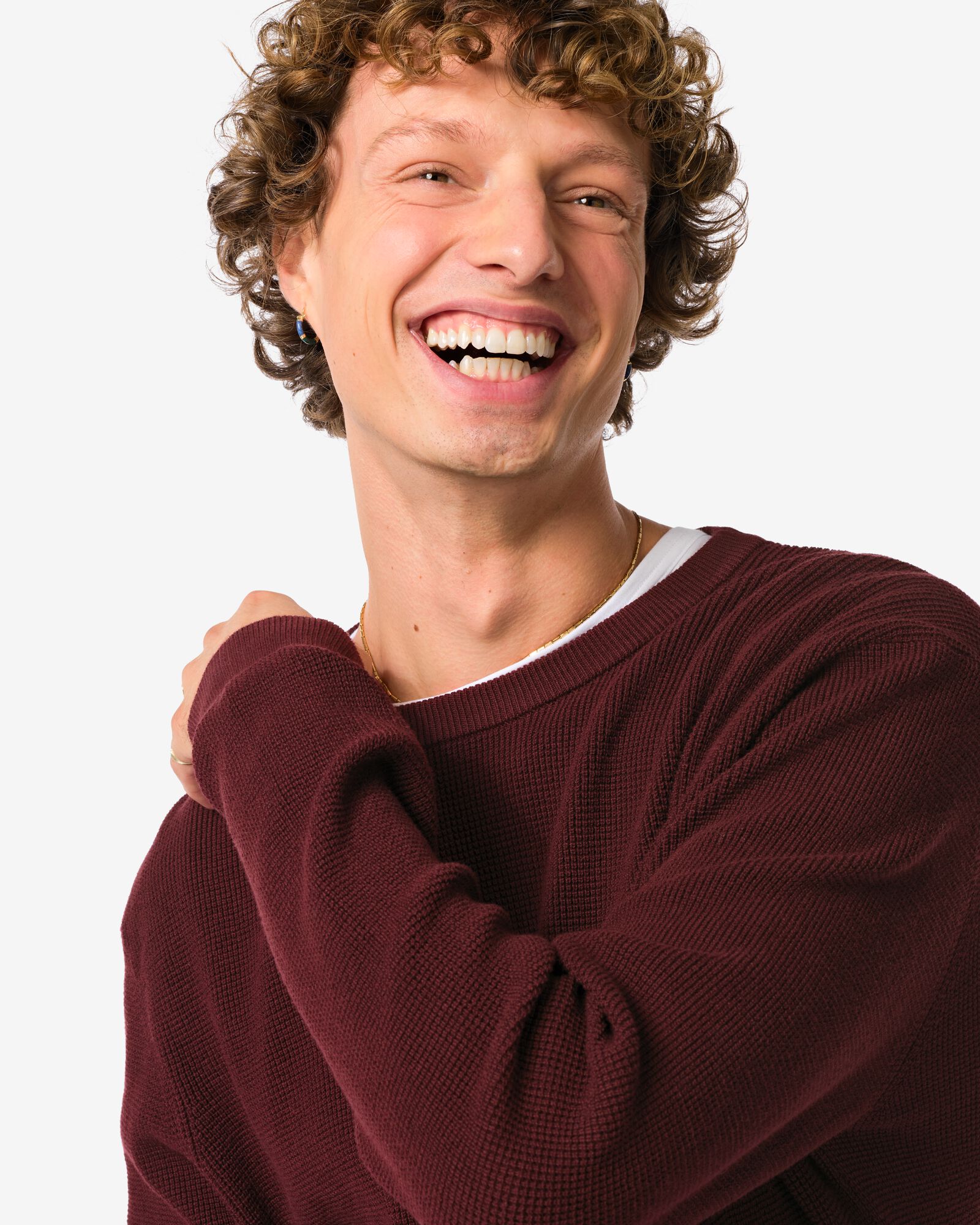 herentrui Lars wafel donkerrood - 2140700DARKRED - HEMA