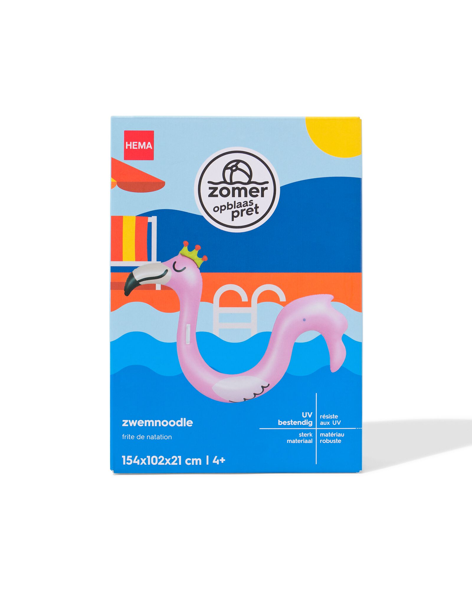 opblaasbare zwemnoodle 154 flamingo - 15800348 - HEMA
