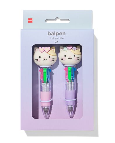 stylo multi-couleurs chat - 2 pi&egrave;ces - 14402109 - HEMA