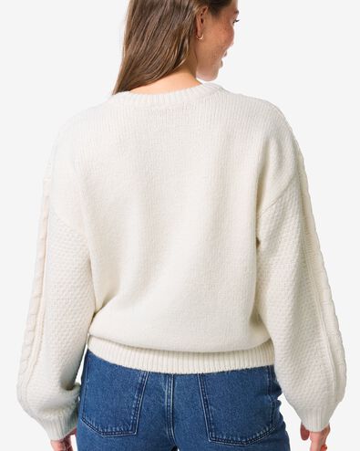 Damenpullover mit Zopfmuster Helly eierschalenfarben - 36204960OFFWHITE - HEMA