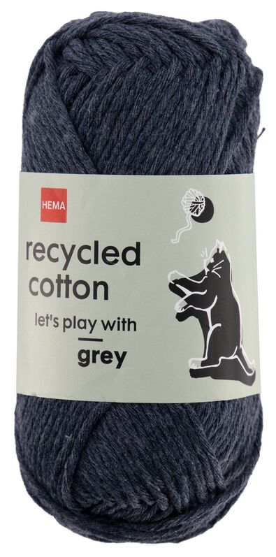 fil à tricoter et à crocheter en coton recyclé 85m gris foncé gris foncé recycled cotton - 1400249 - HEMA