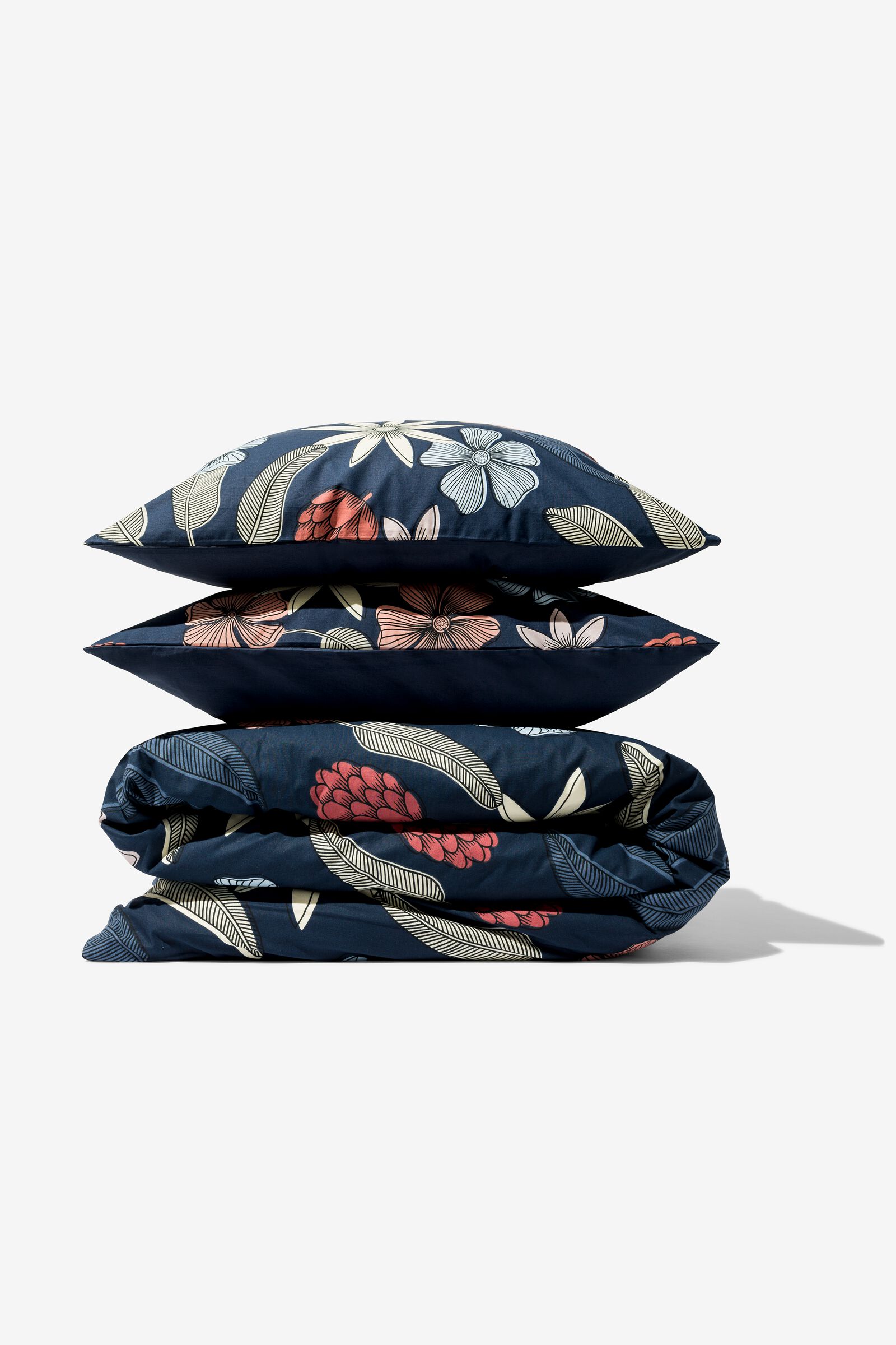 Bettbezug 200x200/220 cm, weiche Baumwolle, Blumen blau - 5790195 - HEMA