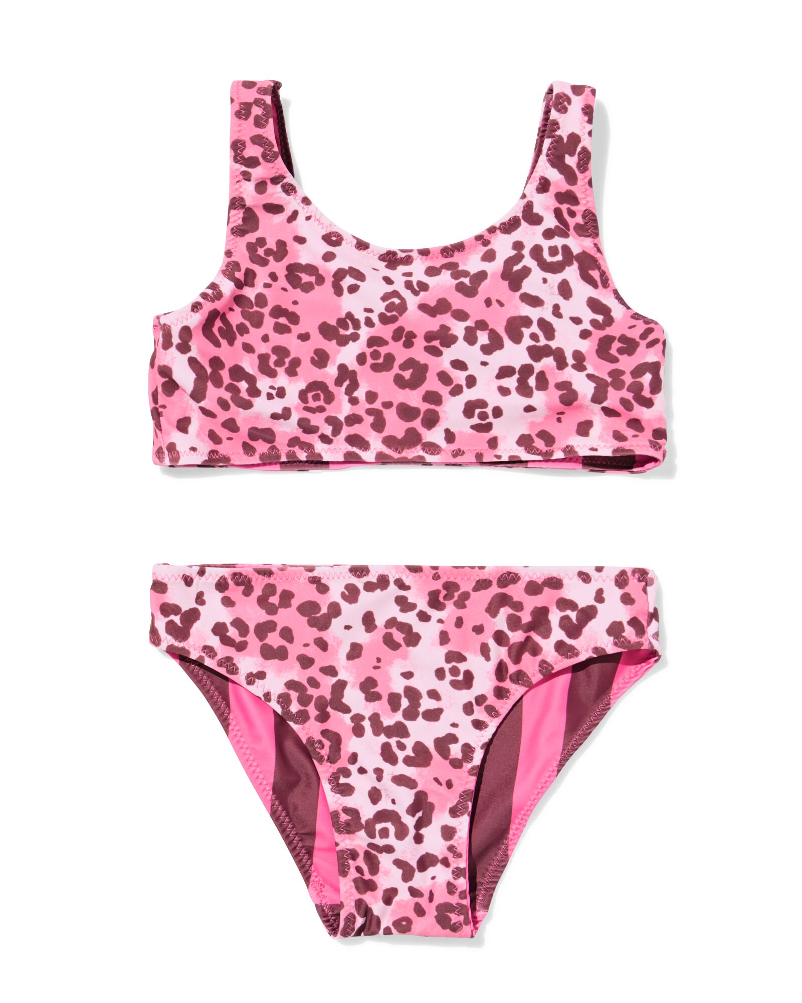 omkeerbare kinderbikini luipaard-strepen roze roze - 22260290PINK - HEMA