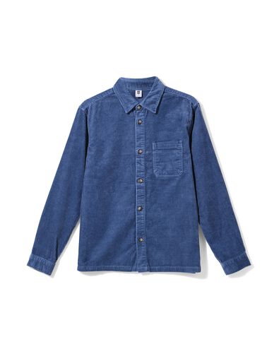herenovershirt Stef Corduroy middenblauw - 2101830MIDBLUE - HEMA