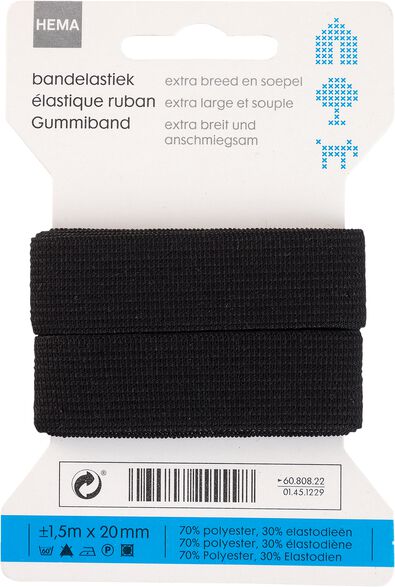 bande &eacute;lastique 1.5mx20mm souple noir - 1451229 - HEMA