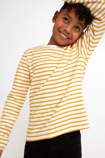 t-shirt enfant rayures jaune 122/128 - 30774735 - HEMA