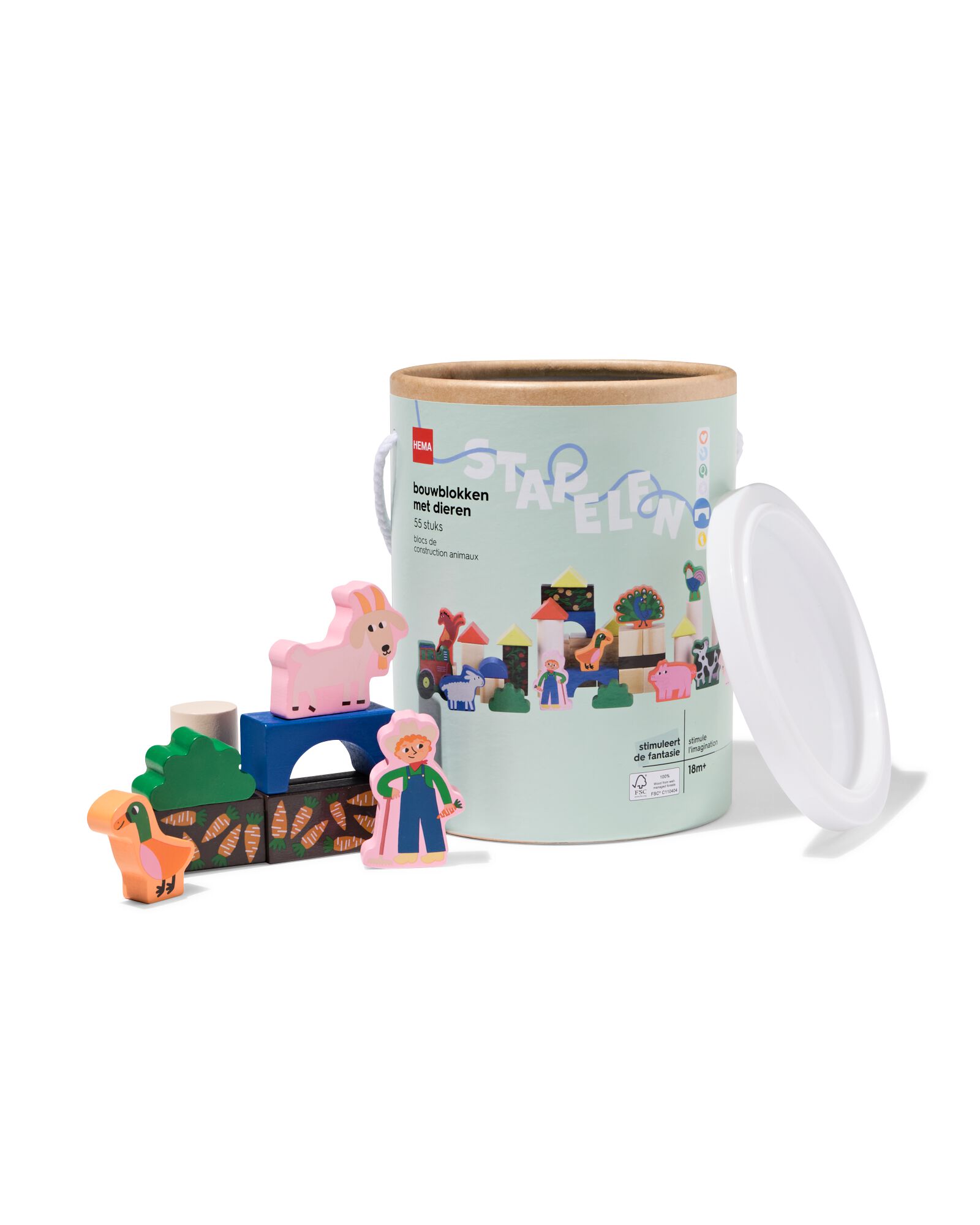 blocs de construction animaux ferme bois - 15100301 - HEMA