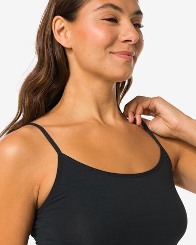 d&eacute;bardeur femme coton &agrave; bretelles spaghetti noir noir - 1000002181 - HEMA